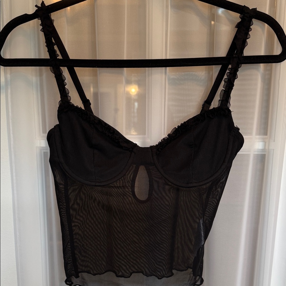 Edikted Black Sheer Bra Top